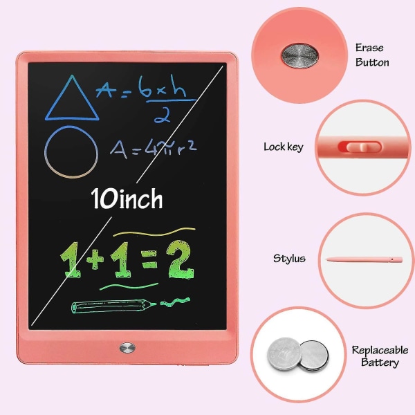 Tegning LCD-skrivetablet Sletbart Doodle Board til børn (Pink)