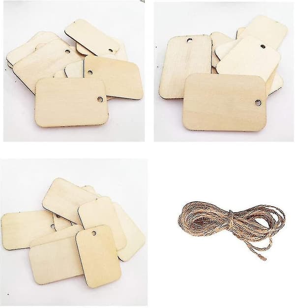 Paket med 100 Träbricka med Jutesnöre