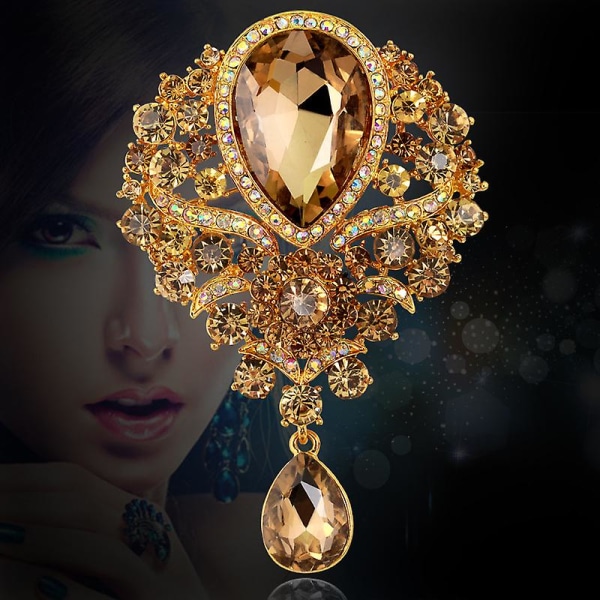 Accessoarer Broscher Bröllop Brud Stora Kristall Rhinestone Bukett Brosch Pin för Kvinnor