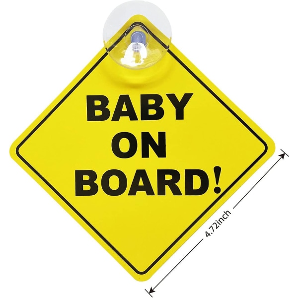 WABJTAM Babyklistremerker på bilen, 2 stk, babybilvarselskilt med sugekopper, holdbare og solide, etterlater ingen spor