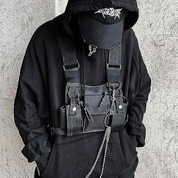 Trendig hiphop-väst med funktionell bröstväska