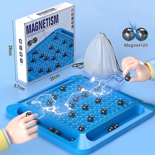 Magneettinen shakkipeli, 2023 magneettinen lautapeli, hauska pöytämagneettipeli 20 magneetilla, strategiapeli lapsille ja aikuisille perhejuhlapelit (A)