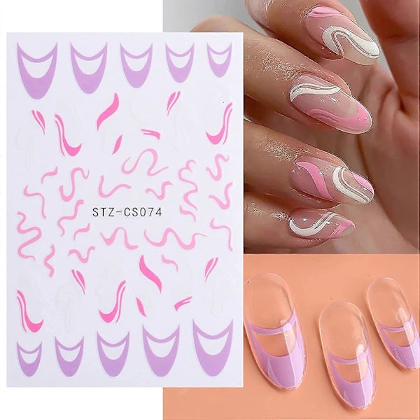 7 Ark Balletbanderoll Drömmande Linjer Nagelkonst Dekaler, 3D Självhäftande Virvel Linje Kotryck Hud Nageldesign Nagel Dekaler för Kvinnor DIY Enkel Akryl