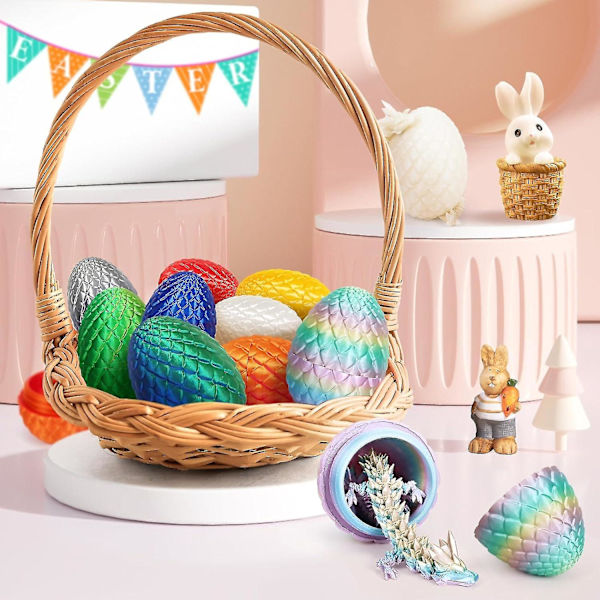 Påskägg, 3D-utskrivna drakeägg, kristalldrake Fidget-leksaker, fullt ledade drake Cry Gift Cuma Grmez