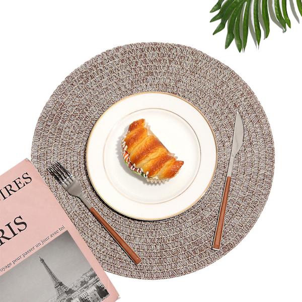 Pvc Rund Flätad Placemats Värmebeständig Köksbar Coaster För Hem Kök Matrum (Brun Blandad Färg)