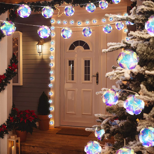 20 LED Globe Disco Ball Speil String Lights, 10ft batteridrevne Fairy Lights, Ramadan dekorasjonsbelysning til Halloween, julegaver