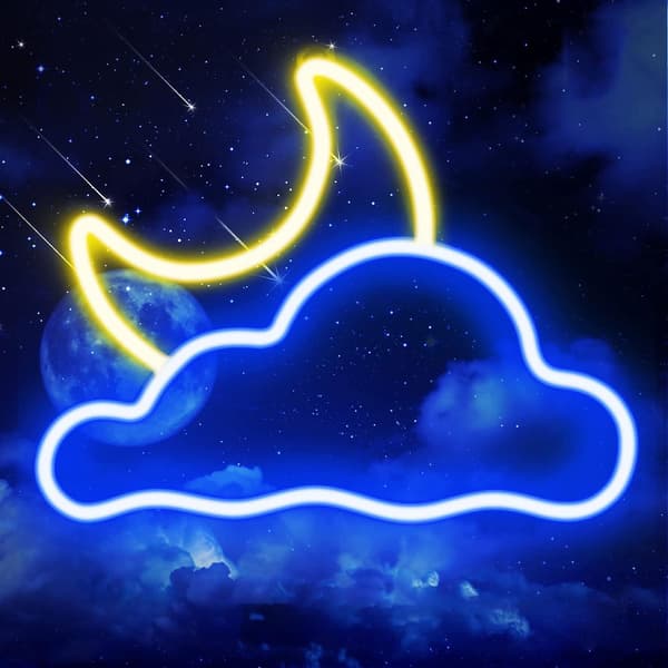 Neon Skylt Moln Och Måne För Väggdekor USB-driven LED Neon Skyltar För Sovrum Barnrum Bröllopsfest Dekoration, Justerbar Ljusstyrka - Varmvit