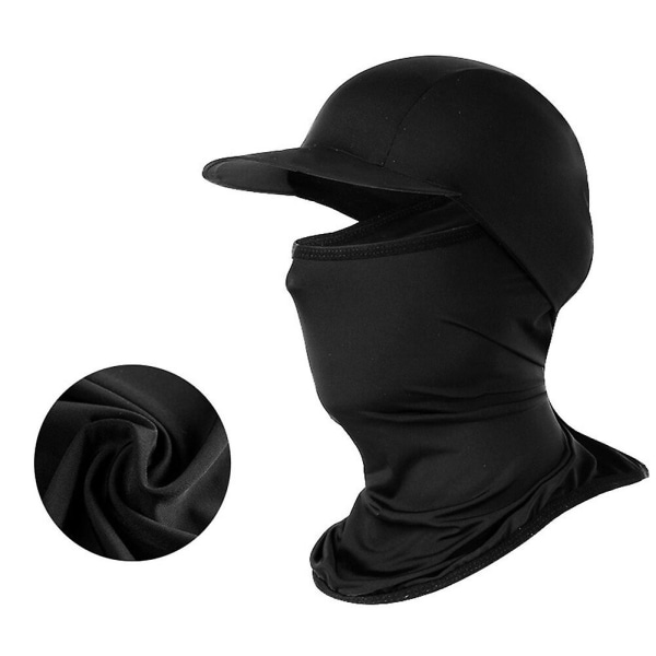 Ice Silk Summer Anti-UV hette Elastisk full ansiktsdeksel Maske Cap Hat med kant for utendørs fiskesport (svart)
