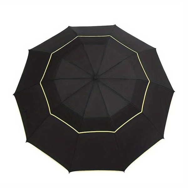 Extra stort dubbellagerparaply Doublelayer Business Paraply Golf hopfällbart paraply regn eller glans paraply（svart）