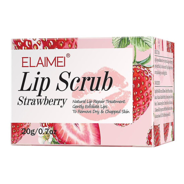 Lip Scrub Balm, Kvinder lysner læber Scrub Lip Scrub Exfoliator Moisturizer eller revnede kedelige læber Plumping Care Scrub Supplies（Strawberry）