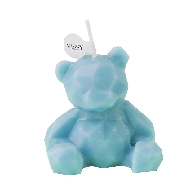 Mini Bear Candle Wax Doftljus Söt Aromaterapi Ornament Present till Hemmakontoret Baby Shower Bröllopsfest dekoration（Blå）