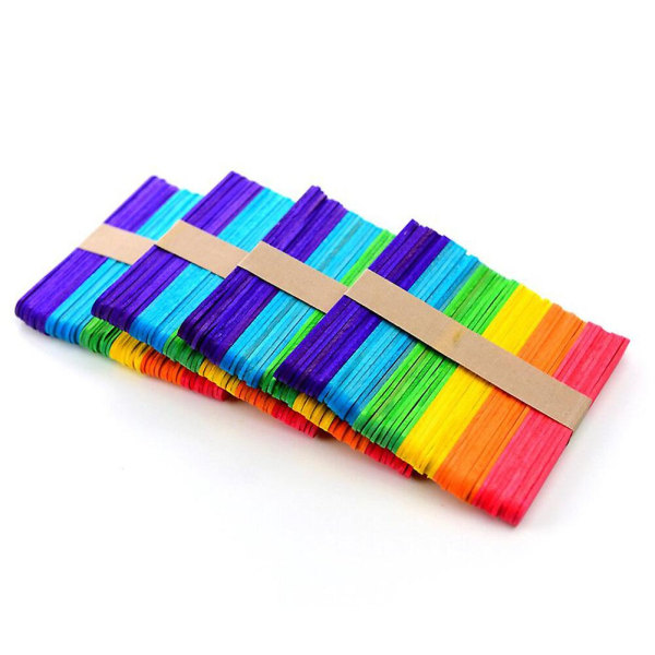 200 stk farvet træ håndværk Popsicle sticks til gør-det-selv kunsthåndværk