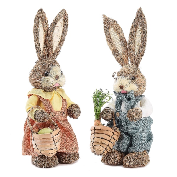 Kanin statuer til påske Desktop Ornament Flerfarget skum Festrekvisita Hjem dekorasjon 2 stk Stående kanin figur