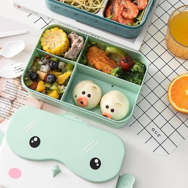 Barn Skol Lunchlåda Barn Bento Lunchlåda Rektangulär Läcksäker Plast Anime Portable Box (Rosa)