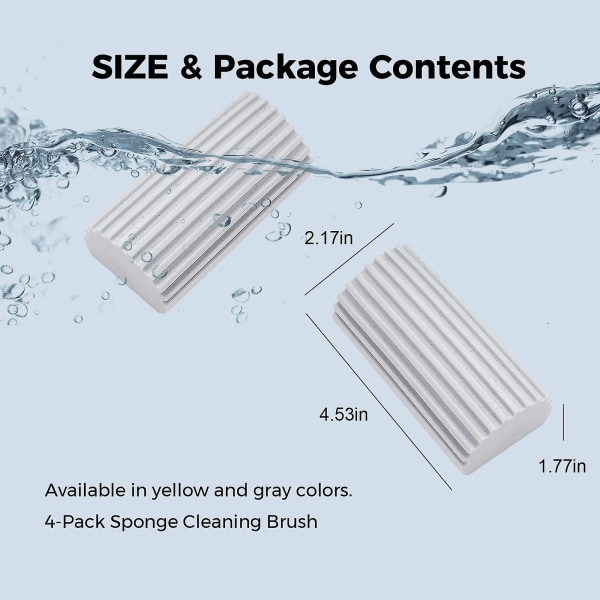 4-Pack Damp Clean Duster Svampstøver for rengjøring av persienner, glass, fotlister (grå)
