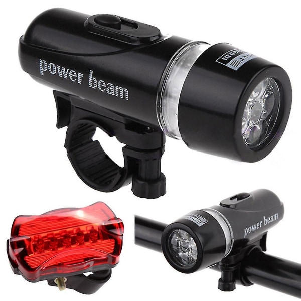 Waterproof Bike Light Set with 5 Front LED Headlight and Rear Safety Flashlights - SNNGV