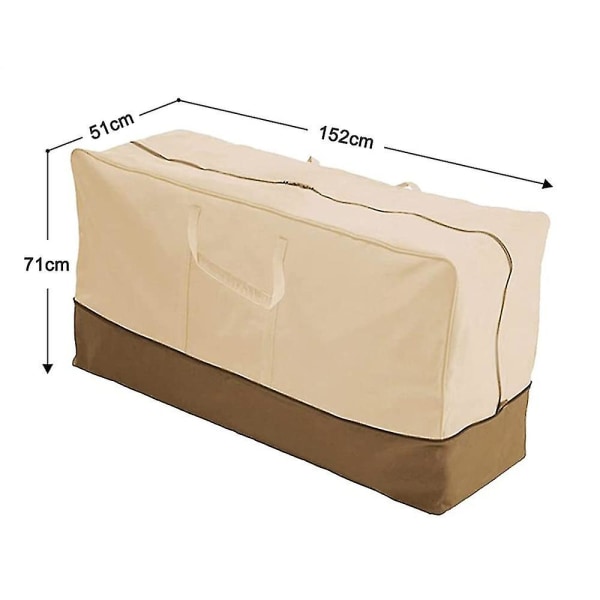 Ulkotyynyn säilytyspussi Patio tyynynpäällinen cover kahvoilla vetoketju joulukuusen vedenpitävälle huonekalujen säilytyssäiliölle, 152 * 71 * 51 cm