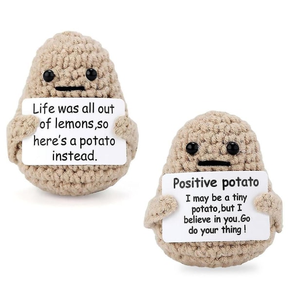 Mini Positive Life Potato, mielenkiintoinen neulottu villaperunanukke Luova söpö peruna syntymäpäivälahjoiksi kodin työpöydän sisustus (1 kpl, Life Potato)