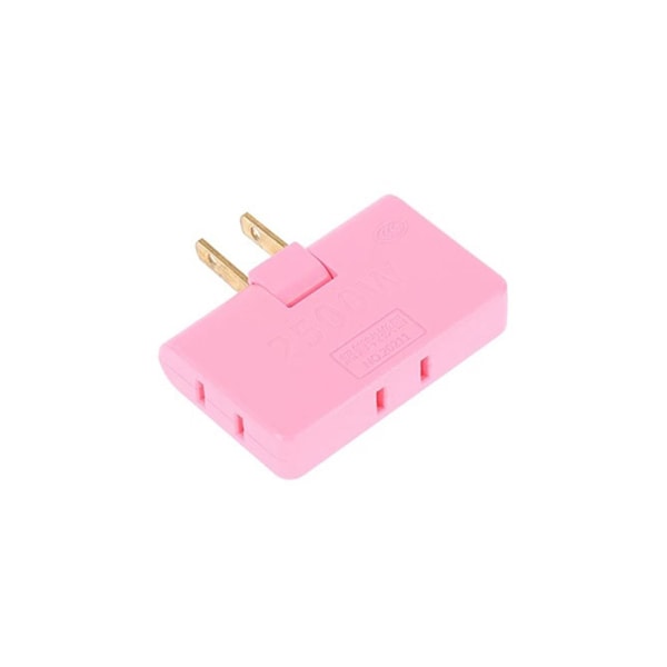 3 i 1 forlengelsespluggadapter Sammenleggbar, 2-pinners svingbar vekselstrømadapter, mini roterbar kontaktomformer (rosa)