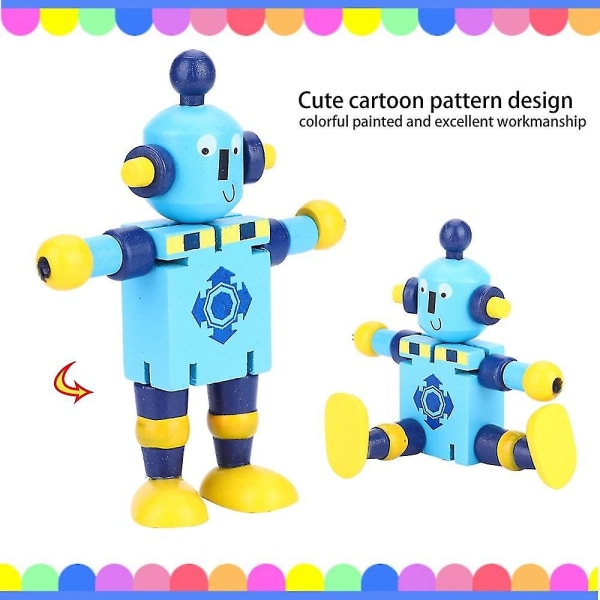 5kpl / set Uutuus puinen robottilelu Muutosoppiva värikäs puinen lelu lapsille, lahja, nivelen siirretty muodonmuutosrobotti