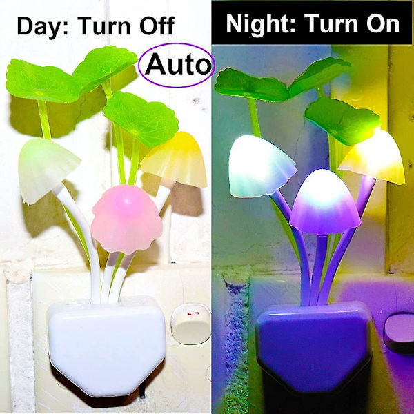 2-pack LED-sensor nattlampa, vägglampor med färgväxling, svampnattlampor för barn och vuxna, strumppresent, födelsedagspresent, söt nattlampa