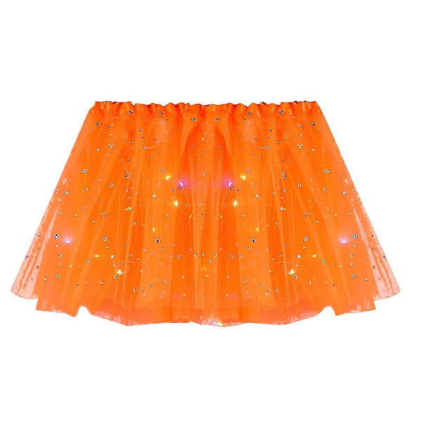 Kvinnors Kjolar Kvinna Stjärna Pailletter Mesh Plisserad Tulle Prinsessa Kjolar Med Led Liten Glödlampa Kjolar（D）