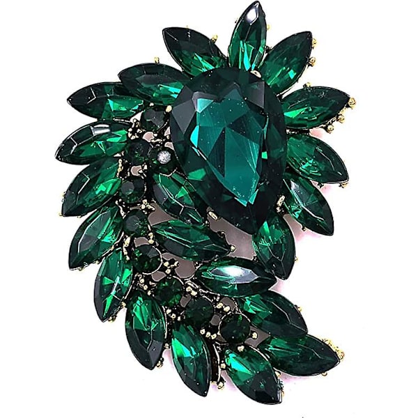Olivolja spetsig strass röd blad kläder brosch smycken retro grön