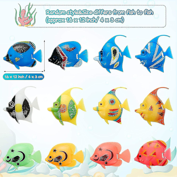 20 stk kunstig bevegelig fisk plast flytende fisk høy simulering realistisk fisk ornament akvarium dekorasjoner for fisketank (tilfeldig stil)