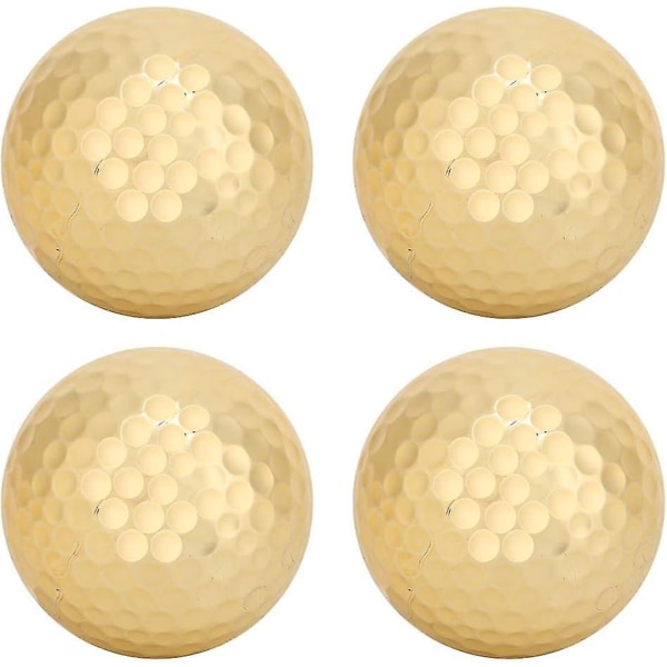 Health Gear Practice Golfballer Golden Plating Golfball 4stk, Dobbeltlagsslitasjemotstandsgolfball For Praksis Tilstede dekorasjon og faktisk spill,