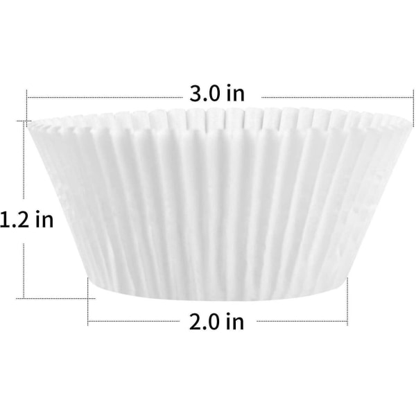 Standard Naturlige Cupcake Liners 500 stk., Ingen Lugt, Fødevarekvalitet & Fedtsikre Bagekopper Papir, Hvid