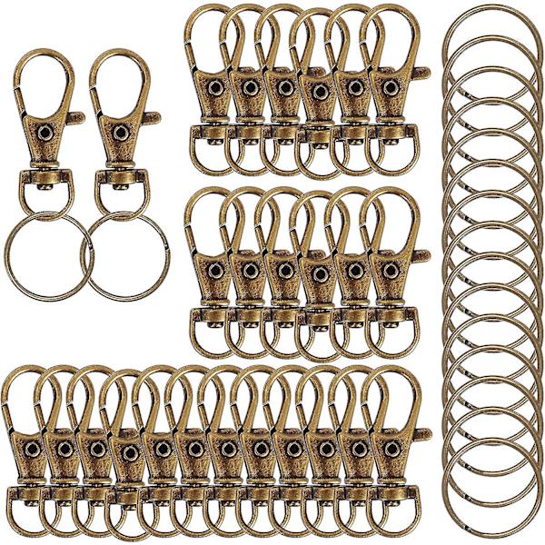 104 st Swivel Snap Hooks med Nyckelringar. Metall Hummerklo-spänne. Nyckelringsringar