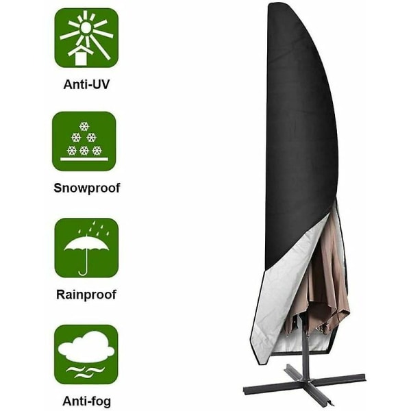 Paraplytrekk, 265 cm hageparaplydeksel/beskyttende oksekompatibelt vanntett paraplytrekk, svart A_Aleko