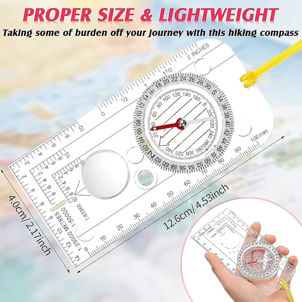 Navigationskompass Pojkspårare Kompass Orientering Kompass Lätt Vandringskompass Med Justerbar Deklination För Expedition Läsning Kartorientering