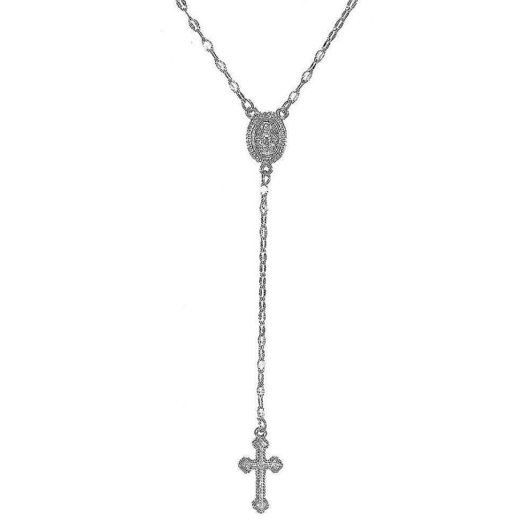 Gudinna med långa tofsar kors modekedja halsband hänge för kvinnor