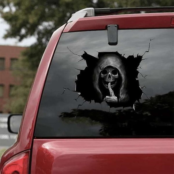 GHYT Car Truck Window Evil Skull Sticker Badge Skrämmande skelettdekal Vinylgrafik, 1st-L/30x40cm