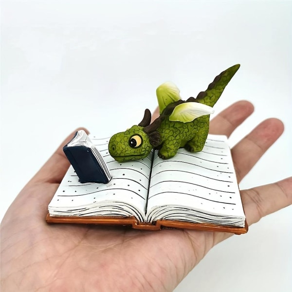 Creative Mini Dragon Reading Patsas Hartsi Mikromaisema Desktop Askartelu Koristekoristeet