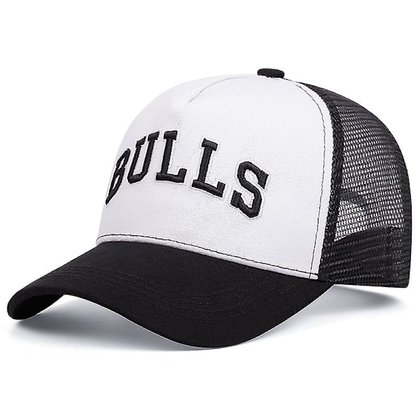 BULLS broderad basebollkeps utomhus sport evenemang keps solskärm mesh hatt trucker hatt BULLS Svart och Vit