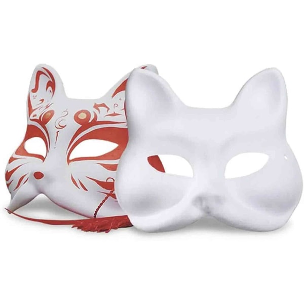 3 STK Therian Masker Hvide Kattemasker Blank DIY Halloween Mask Dyr, Kattemaske