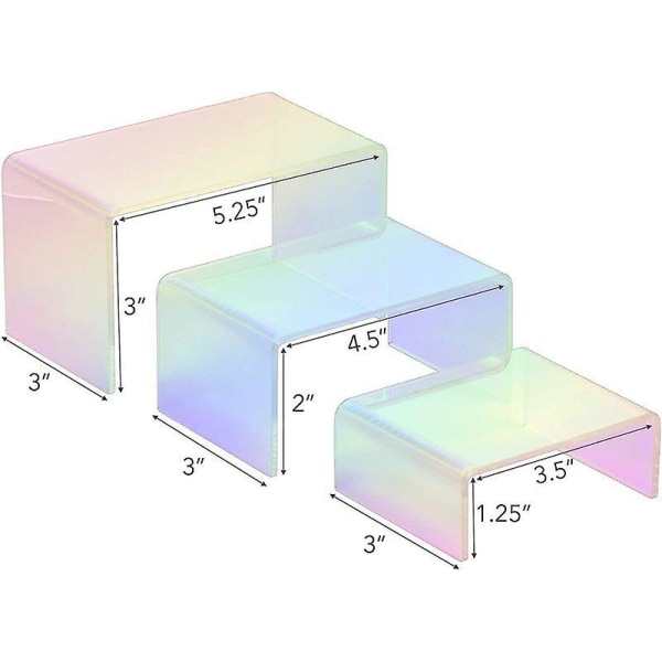 Rainbow Akryl Display Stand Transparent stativ Smykker Display Sko Stand__Newway（3-delt sett (en for hver))