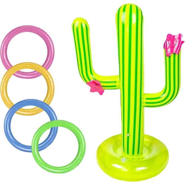Oppustelig Cactus Game Ring, Udendørs Flydende Oppustelige Ringe, Inflator Toss Game Oppusteligt Sæt Til Fiesta Party Summer Swimming Pool Game