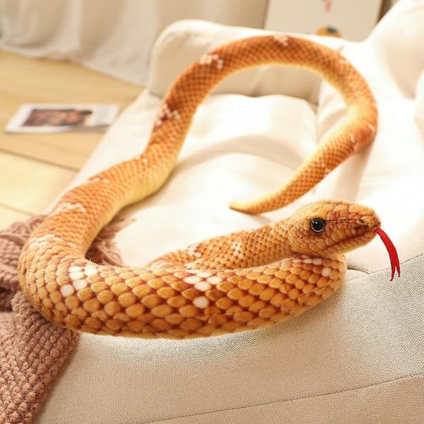 Simuleringsorm Docka Plyschleksak Prickig Orm Python Rolig Parodi Falsk Orm Fotorekvisita Barnens Dag Present-brun -2m