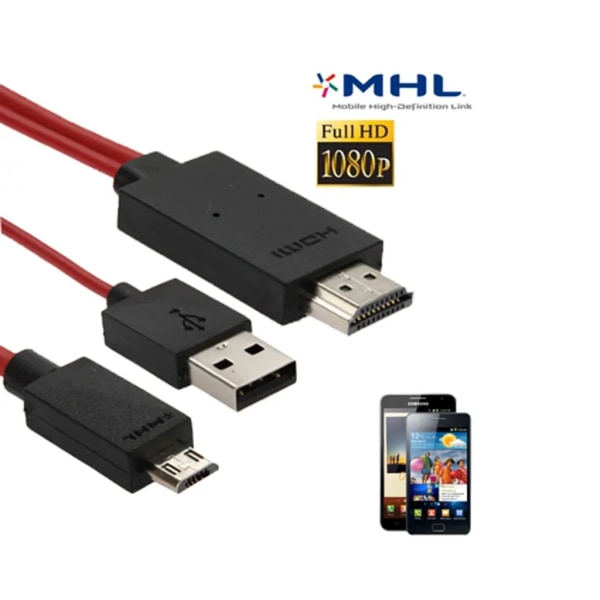 Micro USB till HDMI-kabel 2m för Huawei Ascend Mate P1 P1S P2 P7 Y550 Honor