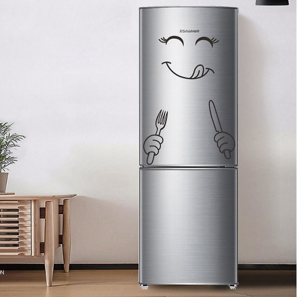 Wabjtam 2 Pc Cute Sticker Fridge Happy Delicious Face Kitchen Fridge Wall Refrigerator Vinyl Stickers Cute Stickers