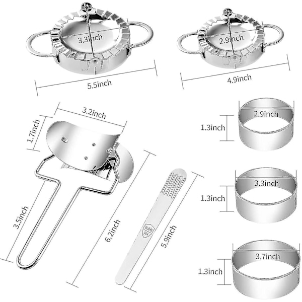 8 st Dumpling Maker Set Rostfritt Stål Dumpling Press Formar Dumpling Skin Cutter Fyllningssked Mjölring Cutter Kök Tillbehör