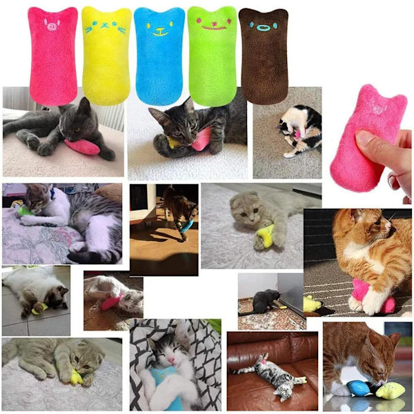 5-delad plyschleksak för katt med kattmynta i form av tumme