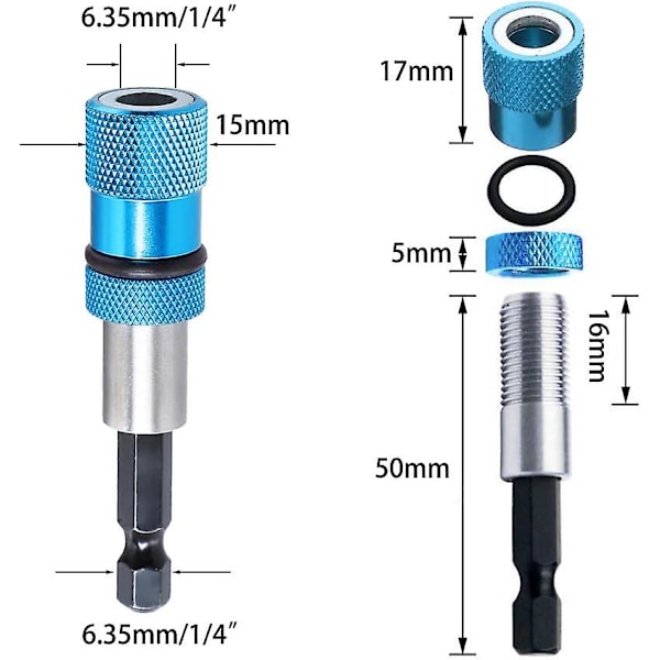 Justerbar Skruv Djup Magnetisk Skruvmejsel Bitshållare Hex Skaft Gips Skruv Bitshållare Skruvverktyg (4st)