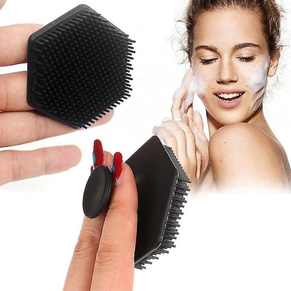 Menn Ansiktsrens Scrubber Silikon Massasje Ansiktsskrubb Børste Hudpleieverktøy (én størrelse, svart)