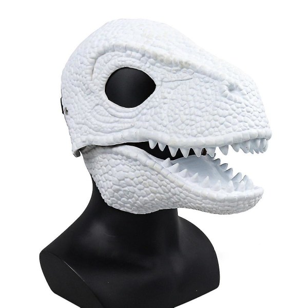 Halloween festrekvisitter Skremmende maske Dinosaur Moving Jaw Mask Cosplay Mask Skrekkmaske Creepy Mask（White）