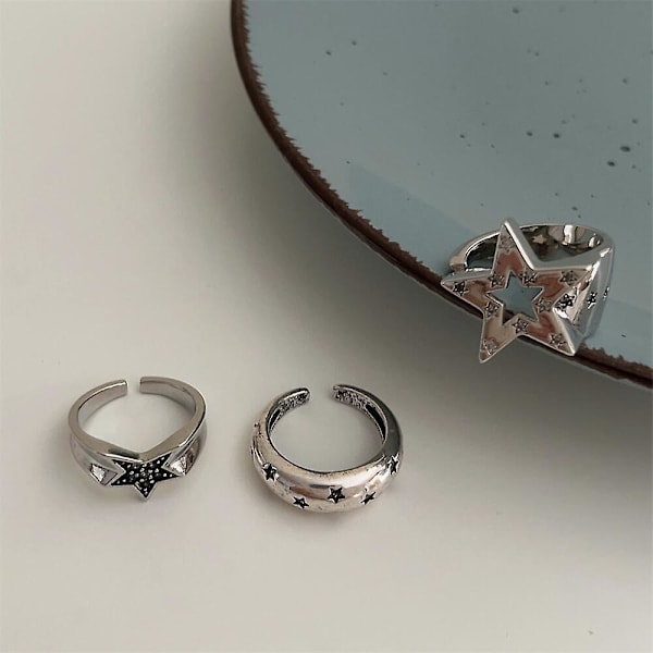 Ring Star Moon Open Ring Star Moon Series Ring Present 3 st
