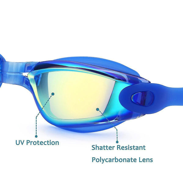 Spejlsvømmebriller lavet af silikonemateriale og ergonomisk design